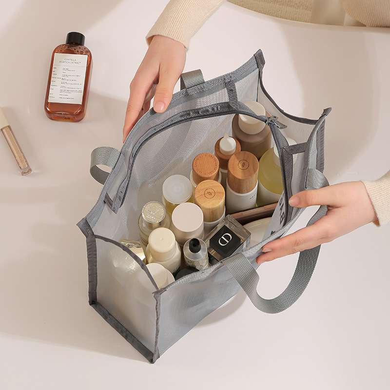网纱托特化妆包便携旅行洗漱包女网眼收纳袋大容量透气收纳包细节图