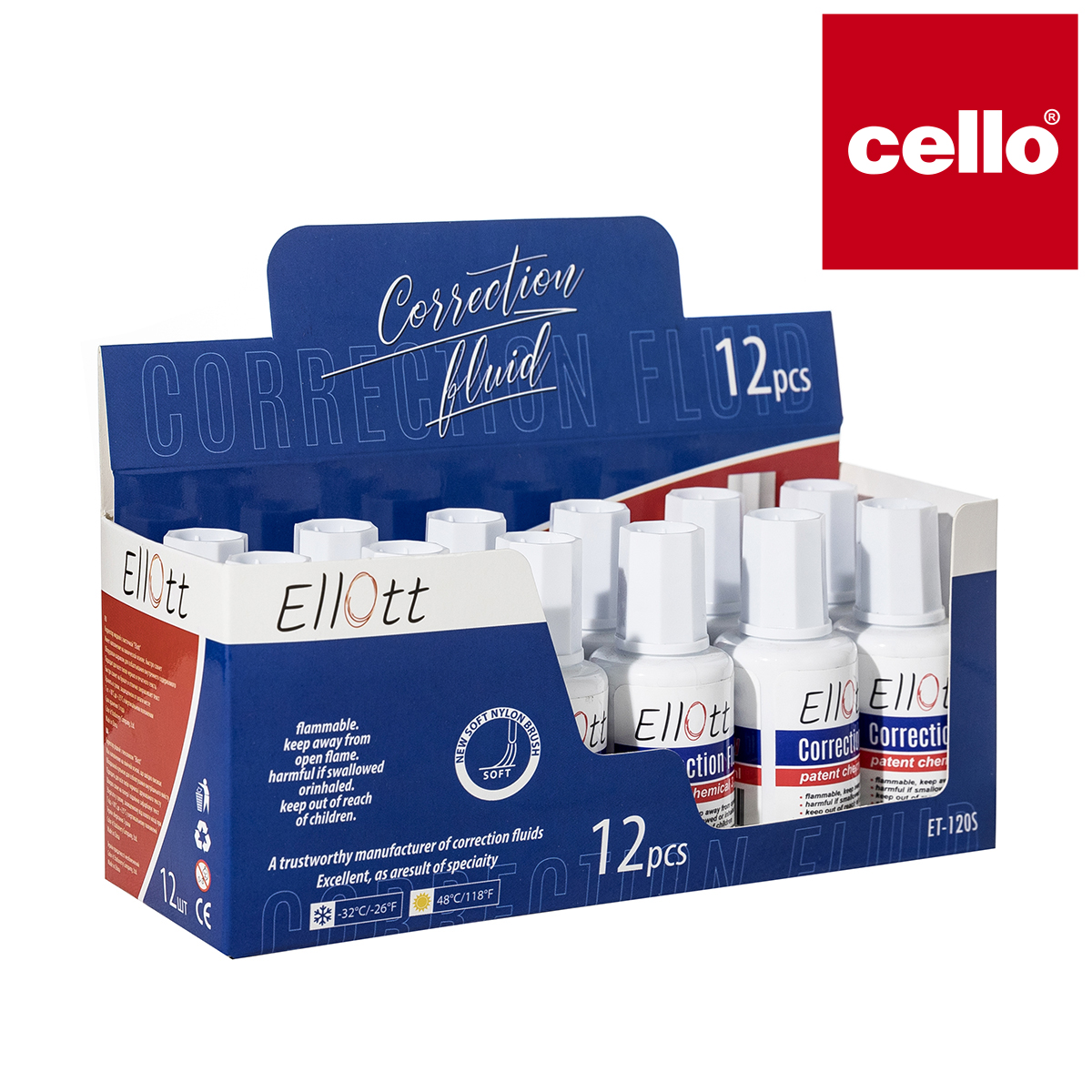 cello Correction fluid Correction with stationery, a portable writing correction tool for student office correction, ET-120S details Picture