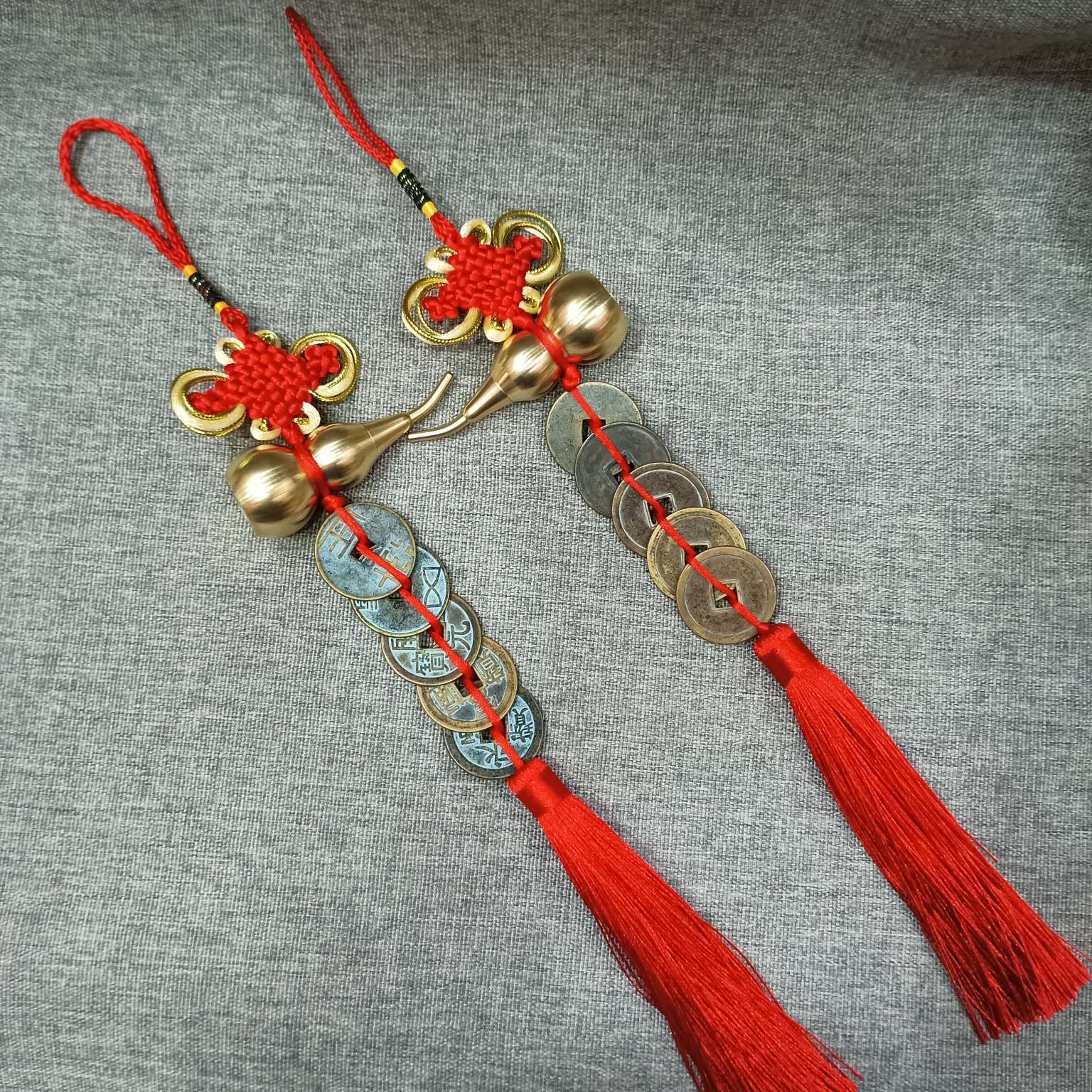 中公工艺葫芦五帝钱挂件高仿复古铜钱挂饰包扣车挂件仿古钱币中国结挂件白底实物图