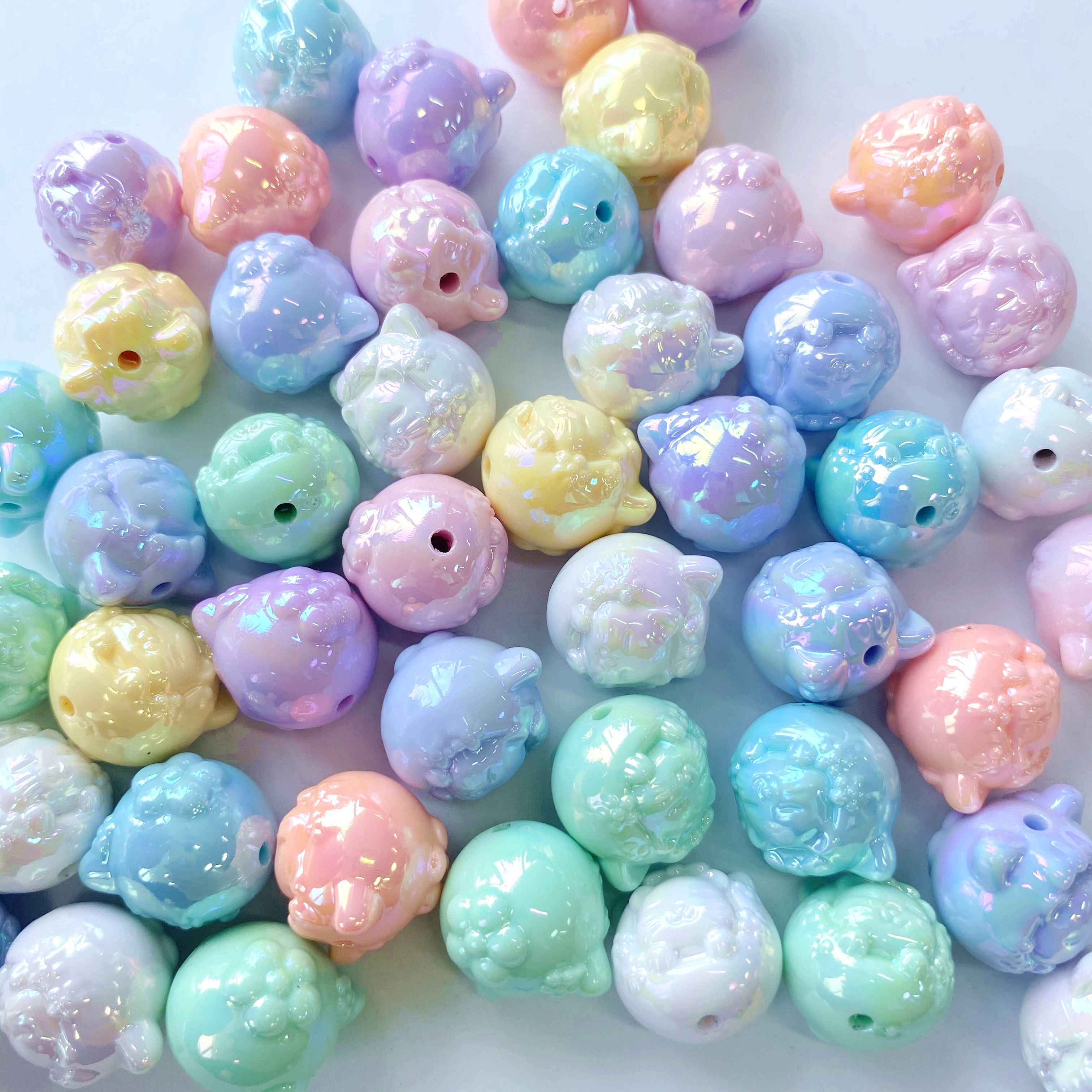 Acrylic uv Summer fantasy Little flower Cat scattered beads pendant diy/Mobile phone pendant chain keychain bag pendant pendant accessory materials Specification image