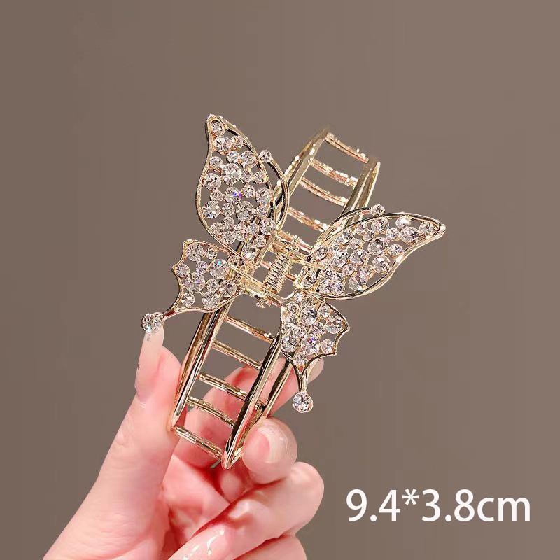 Wholesale French super sparkling water diamond butterfly clips, stylish and niche internet-famous hair clips, fashionable and versatile, outdoor updo headwear Item Picture