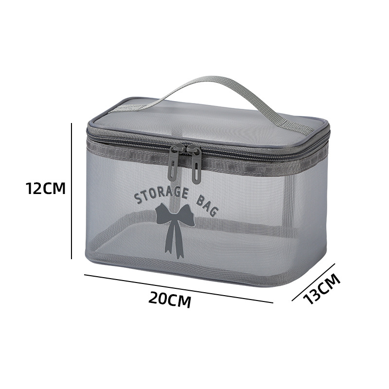 Mesh three-dimensional makeup bag, portable travel toiletries bag, women's mesh breathable storage bag, large-capacity mesh fabric storage bag detail image 11