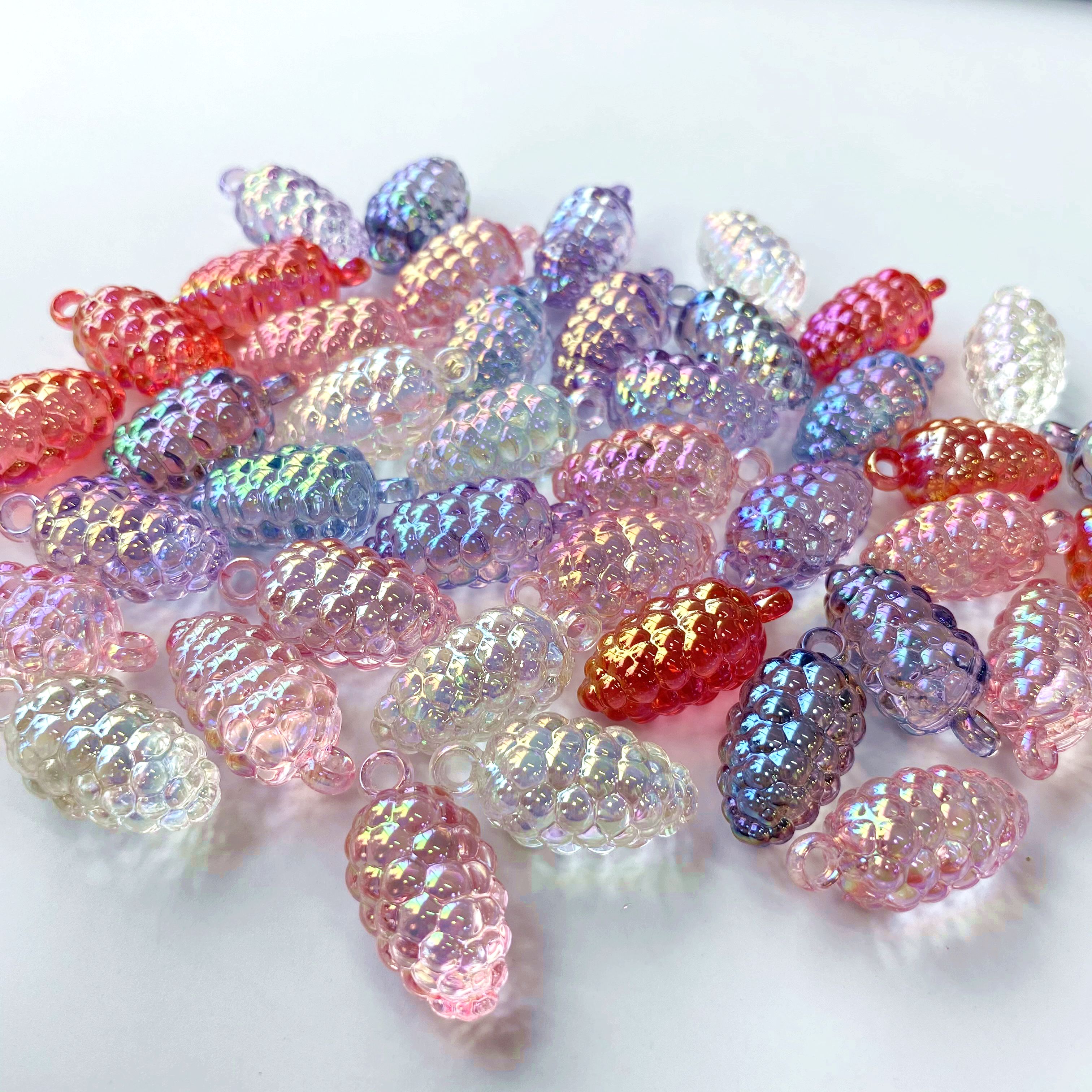 Acrylic uv transparent hanging hole grape string scattered beads pendant diy/mobile phone pendant chain keychain hanging bag pendant accessory materials Specification image
