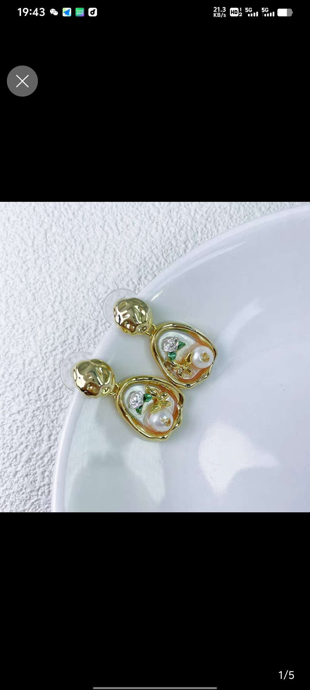 名皓饰品:珍珠烧焊锆石耳环 时尚优雅耳饰 女士气质百搭饰品 精致设计
