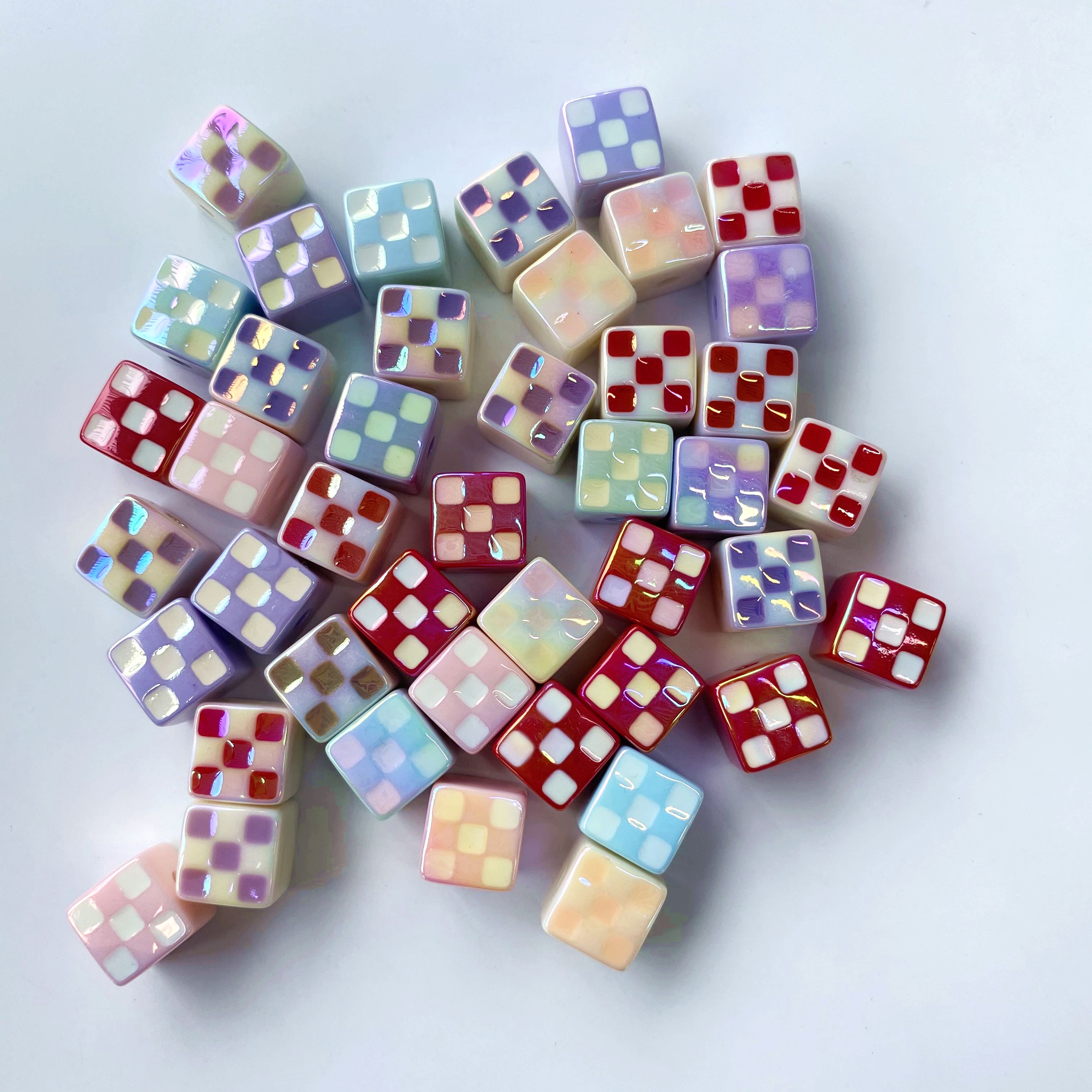 14mm acrylic uv Sunlight Rainbow Oil Drip Rubik's Cube scattered beads diy pendant/mobile phone chain keychain pendant accessory material production details Picture