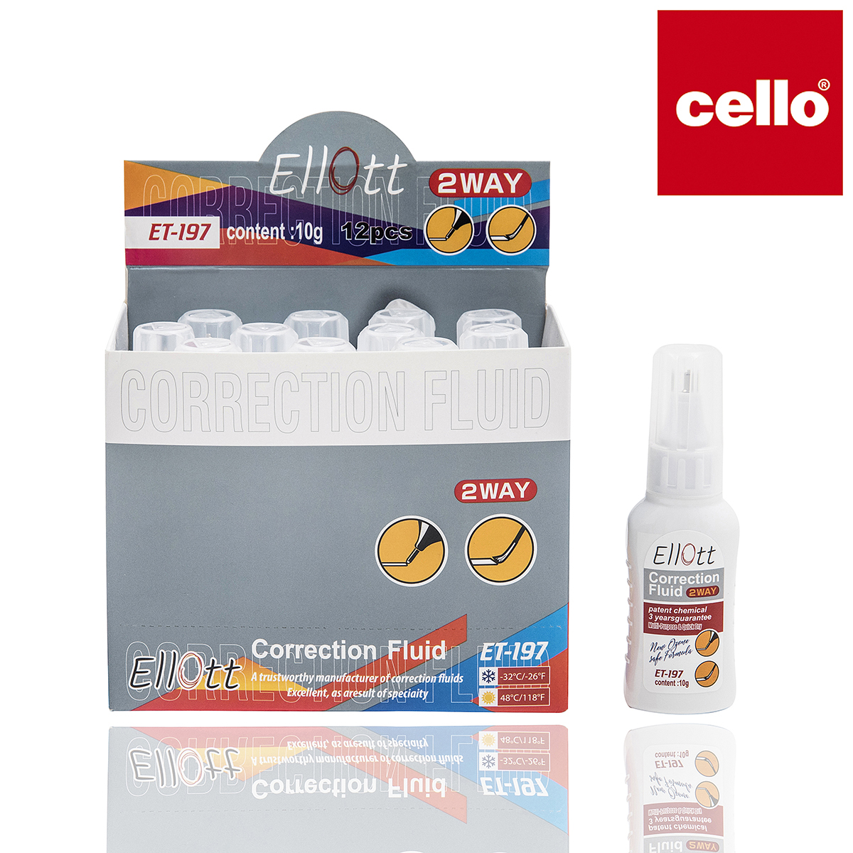 cello Correction Fluid Correction with stationery, a student office correction tool, portable writing correction tool ET-197 Specification image