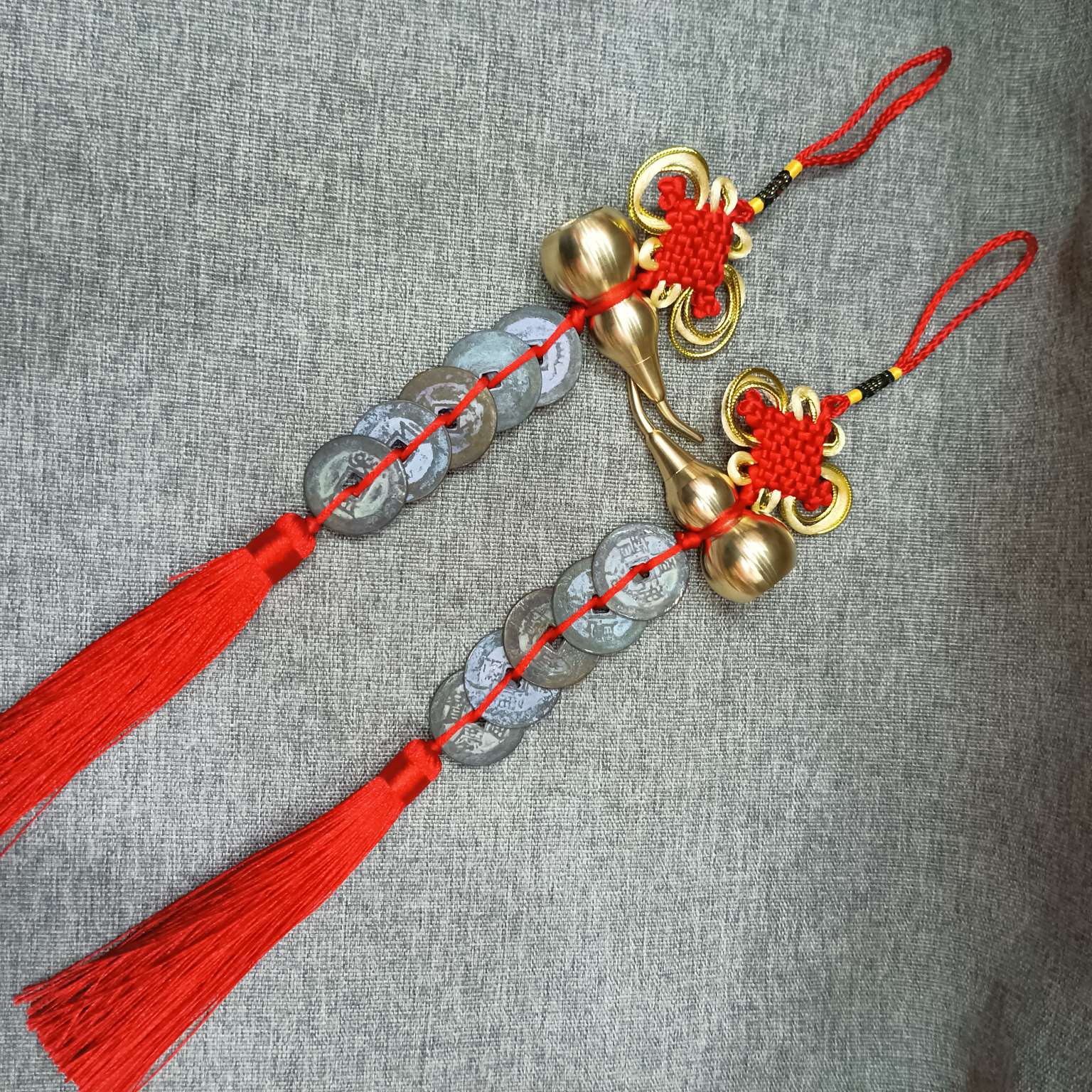 中公工艺葫芦五帝钱挂件高仿复古铜钱挂饰包扣车挂件仿古钱币中国结挂件详情图4