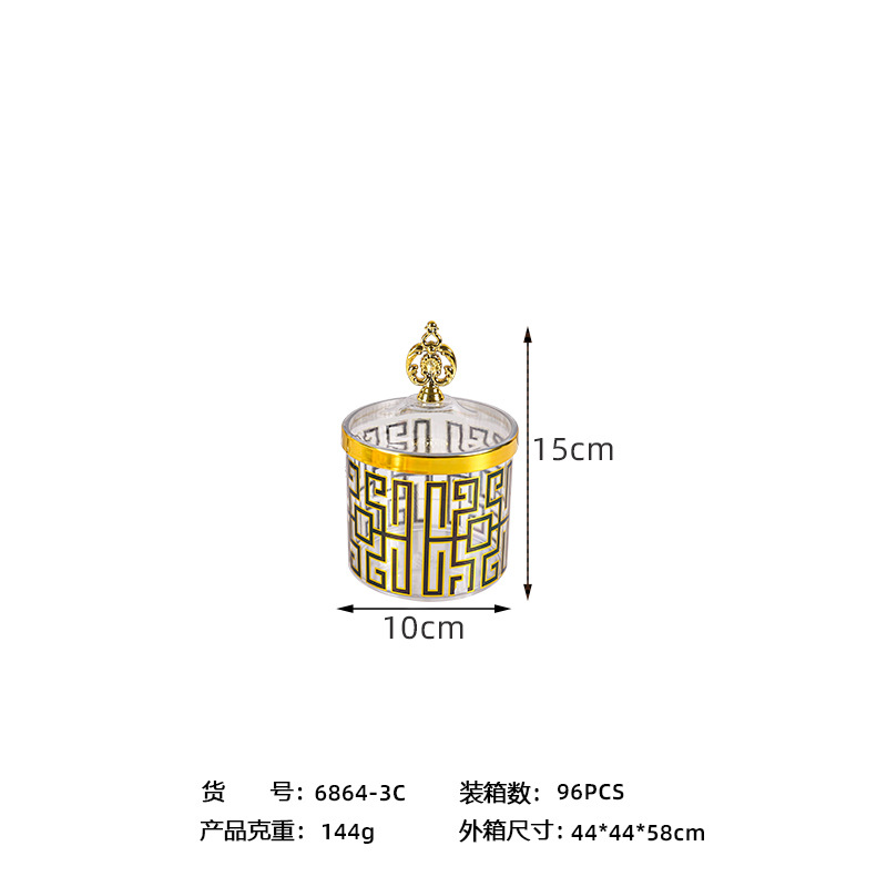 X10-6899-3C Cross-border transparent European Retro Gold-plated candy jar, seasoning jar, light luxury European storage jar Application Scenario