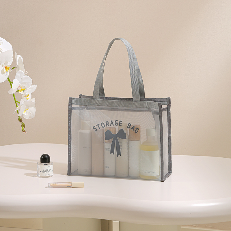 网纱托特化妆包便携旅行洗漱包女网眼收纳袋大容量透气收纳包产品图