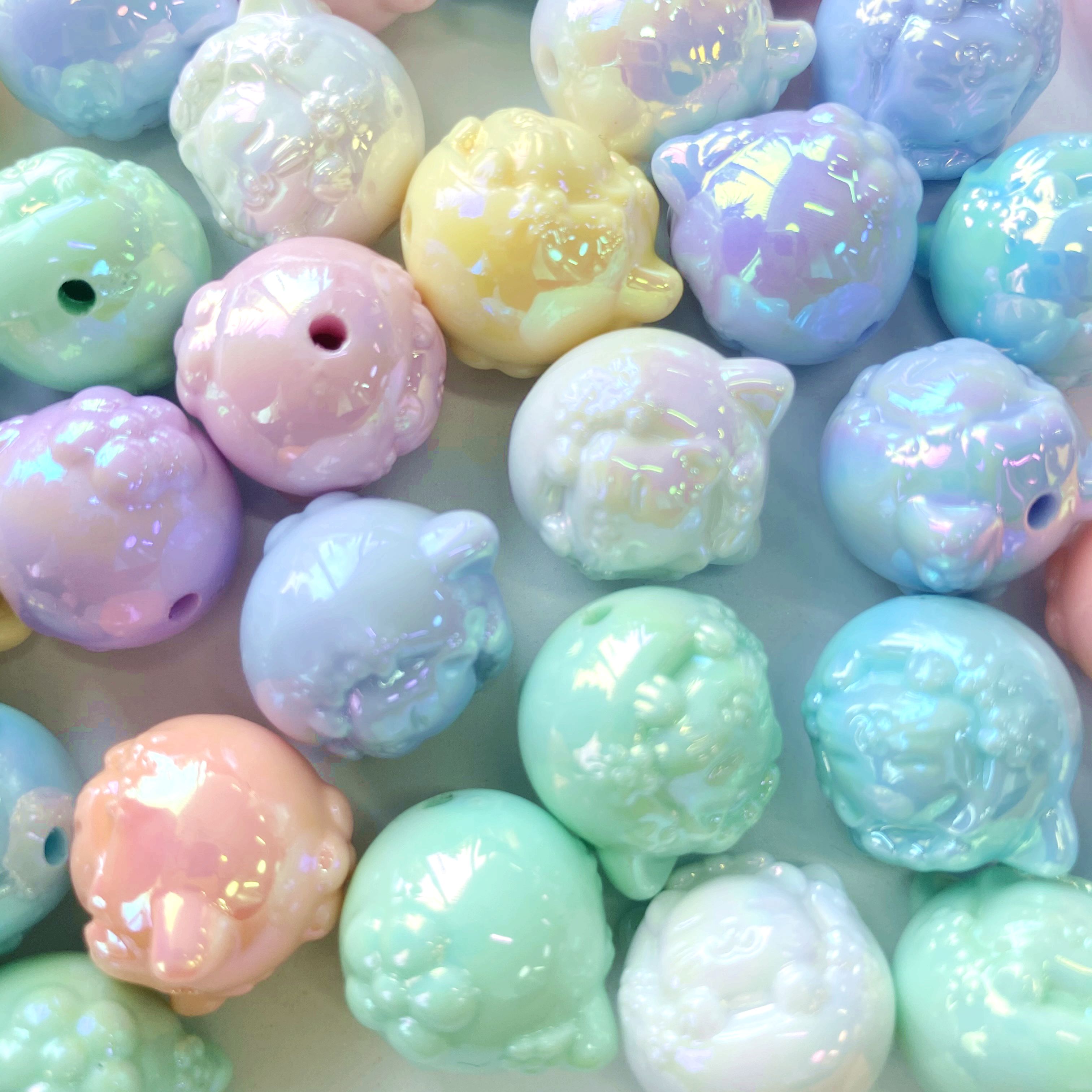 Acrylic uv Summer fantasy Little flower Cat scattered beads pendant diy/Mobile phone pendant chain keychain bag pendant pendant accessory materials details Picture