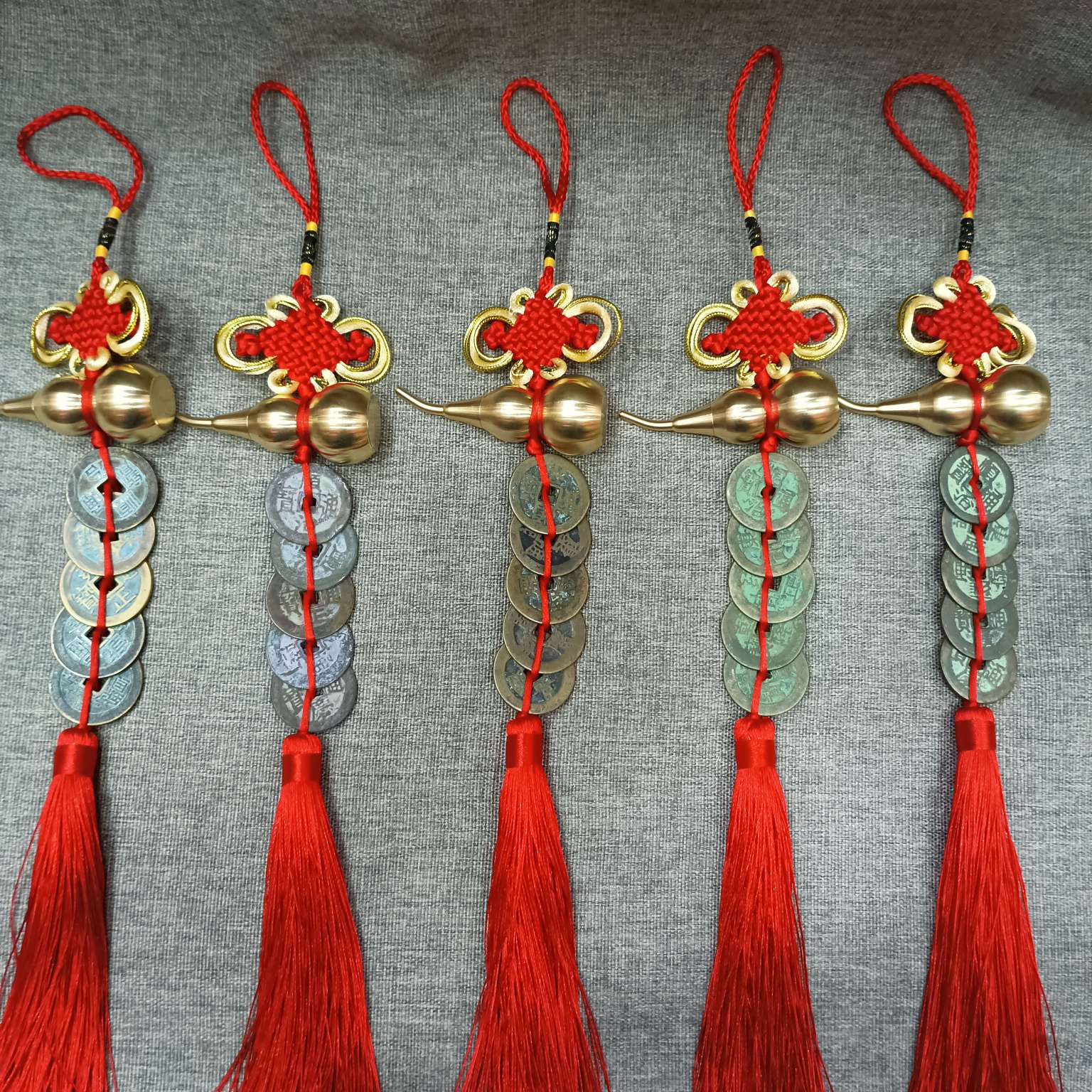 中公工艺葫芦五帝钱挂件高仿复古铜钱挂饰包扣车挂件仿古钱币中国结挂件详情图2