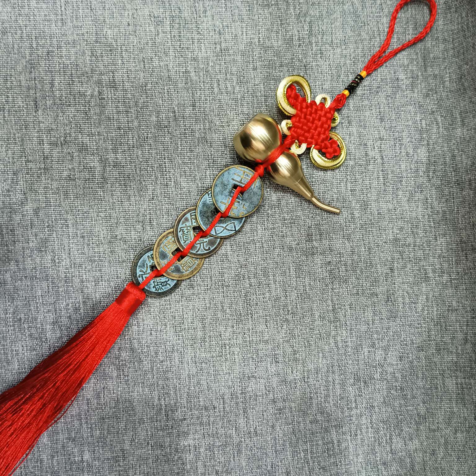 中公工艺葫芦五帝钱挂件高仿复古铜钱挂饰包扣车挂件仿古钱币中国结挂件详情图9