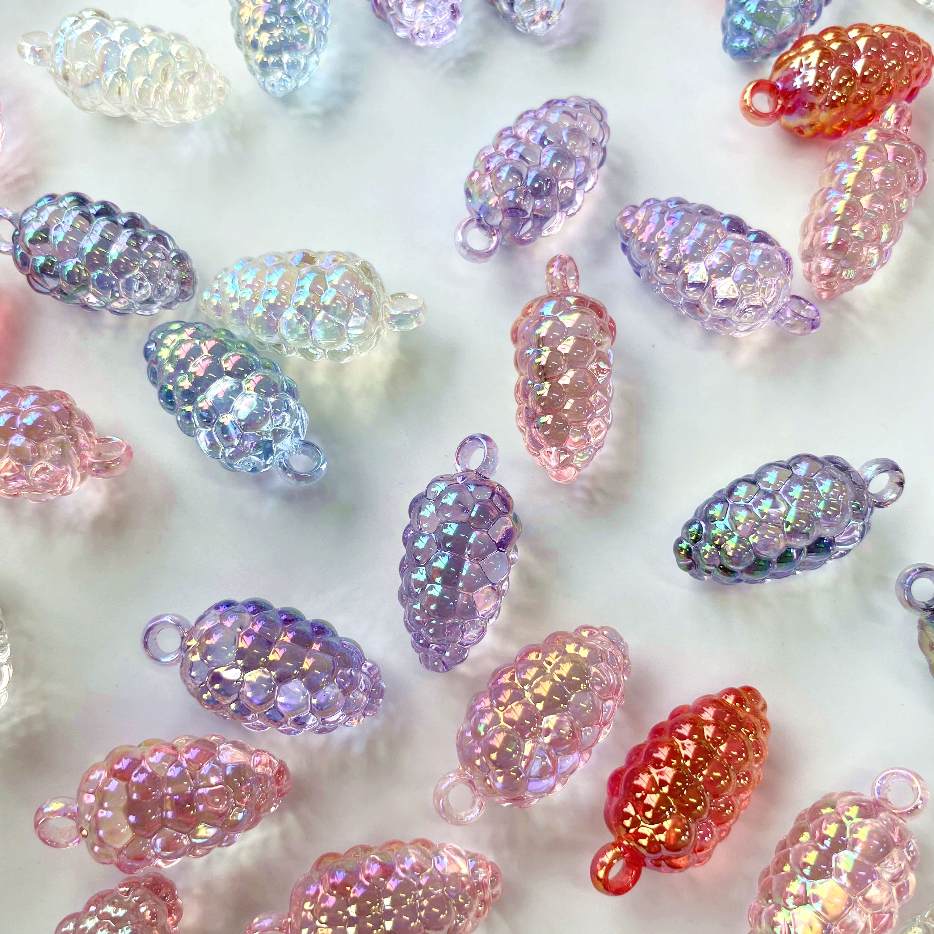 Acrylic uv transparent hanging hole grape string scattered beads pendant diy/mobile phone pendant chain keychain hanging bag pendant accessory materials
