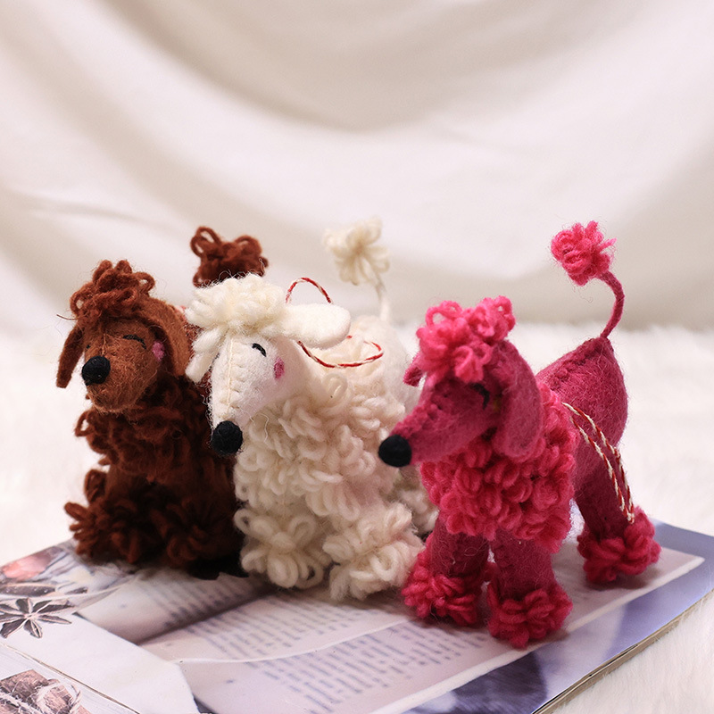 Ins-style wool felt, cute poodle dolls, plush ornaments, hanging bags, hanging clothing accessories, keychains, accessories Specification image