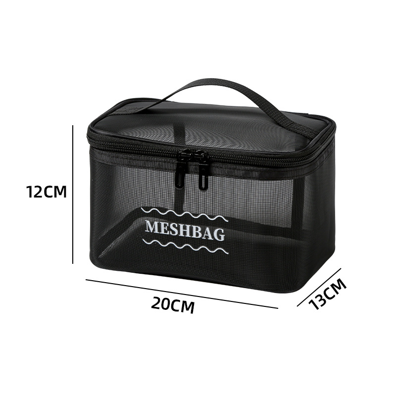 Mesh three-dimensional makeup bag, portable travel toiletries bag, women's mesh breathable storage bag, large-capacity mesh fabric storage bag detail image 12