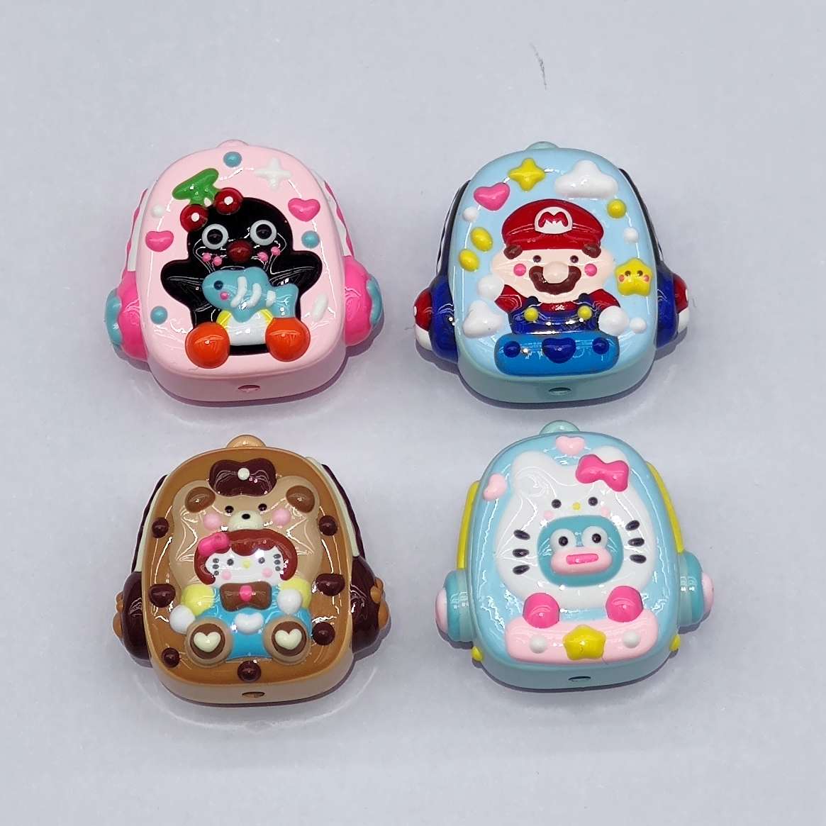 Cartoon kt schoolbag, heavy oil hand-painted beads, loose beads, irregular-shaped hand-painted beads, diy accessories, mobile phone chain, string beads, decorative materials