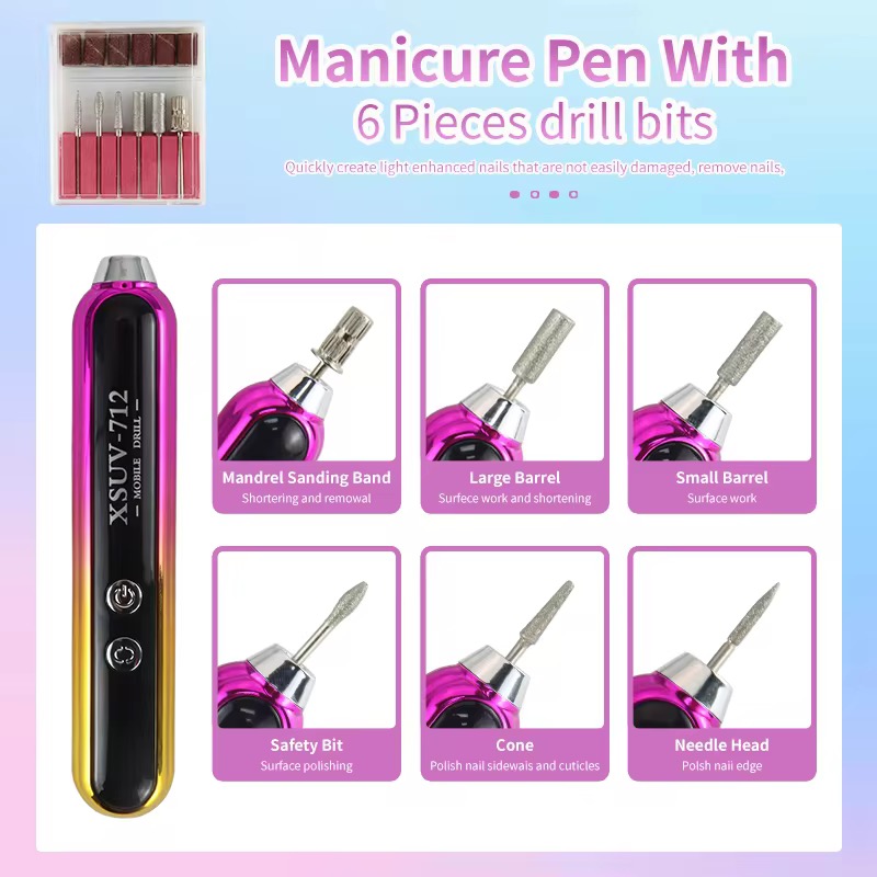 The 2025 new model of battery-powered nail polish pen and light therapy lamp two-in-one nail machine with a 35000 RPM charging base details Picture