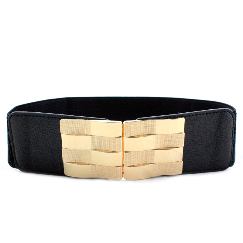Ladies' wide elastic waistband decorative belt, versatile, slim and elastic down jacket paired with dress, black belt in the middle Specification drawing