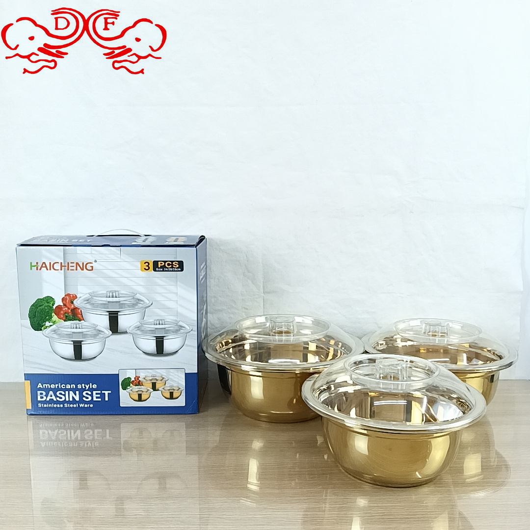 DF99003 stainless steel soup bowl, household washbasin, kitchen multi-purpose round basin, salad basin, food-grade stainless steel basin, DF TRADINGHOUSE details Picture