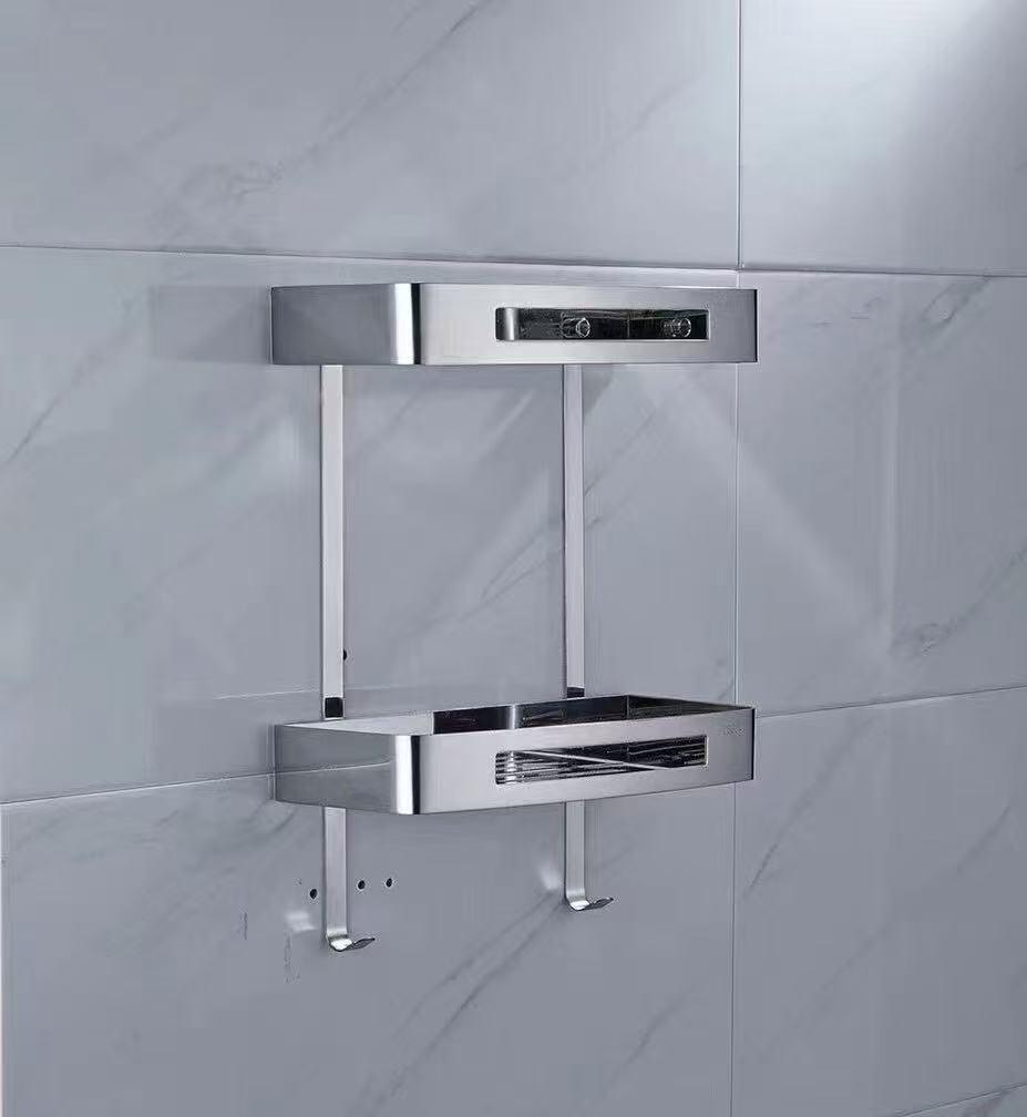 Bathroom storage rack, bathroom stainless steel hanging basket, bathroom storage, toilet shower room hanging rack, glass door rack