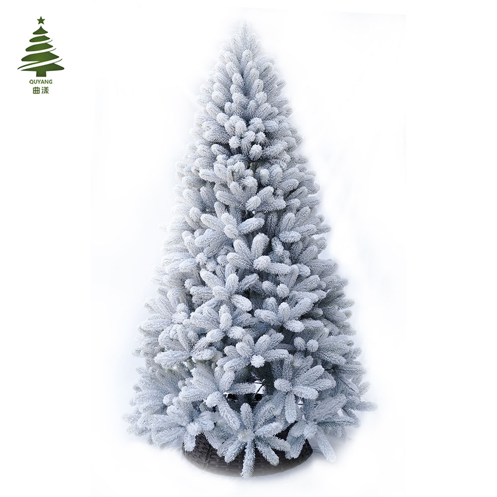 2025新款 白色100％纯PE植绒高档豪华圣诞树 圣诞节酒店商场橱窗摆件