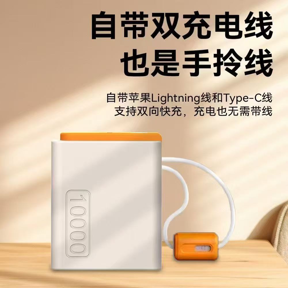 2025年跨境自带编织线快充充电宝10000毫安迷你小巧便携移动电源
