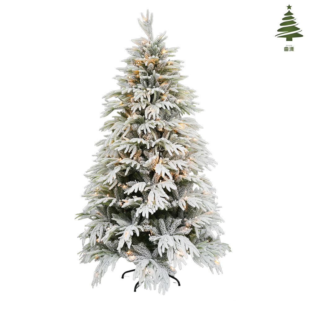 The 2025 new style of willow leaf PE mixed flocked Christmas tree with a white snowfall effect