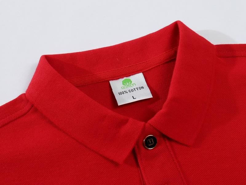 Cross-border pure cotton all-cotton lapel short-sleeved shirt with slit hem, new short-sleeved lapel polo shirt for both men and women, fashionable and casual polo shirt for both men and women, simple and comfortable short-sleeved trendy polo shirt detail image 3