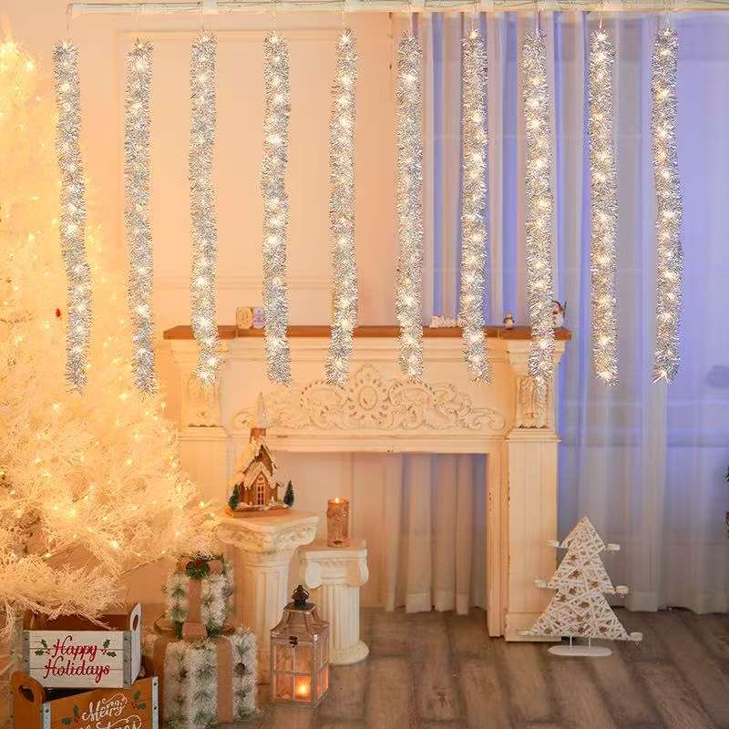 Indoor Christmas silk strip decorative curtain lights 3*0.9 meters, outdoor LED light strings, solar light strings, G40 light strings, led small string lights, festival decorative light strips, courtyard lighting fixtures details Picture