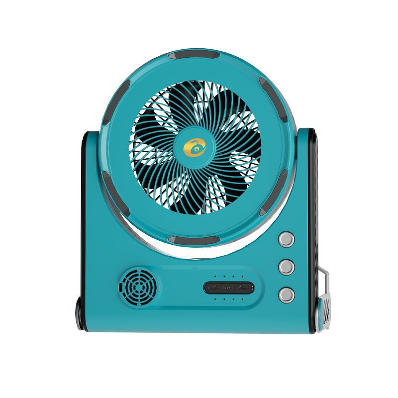 便携内置电池无线风扇静音简约小风扇户外露营带灯超亮电风扇降温 绿色