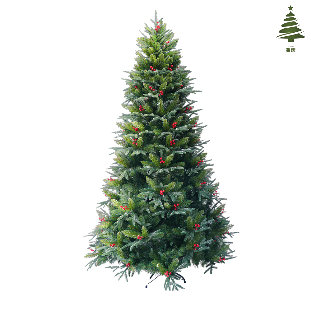 2025 new model 1.8-meter white PE mixed with pointed PVC Christmas tree with red fruits
