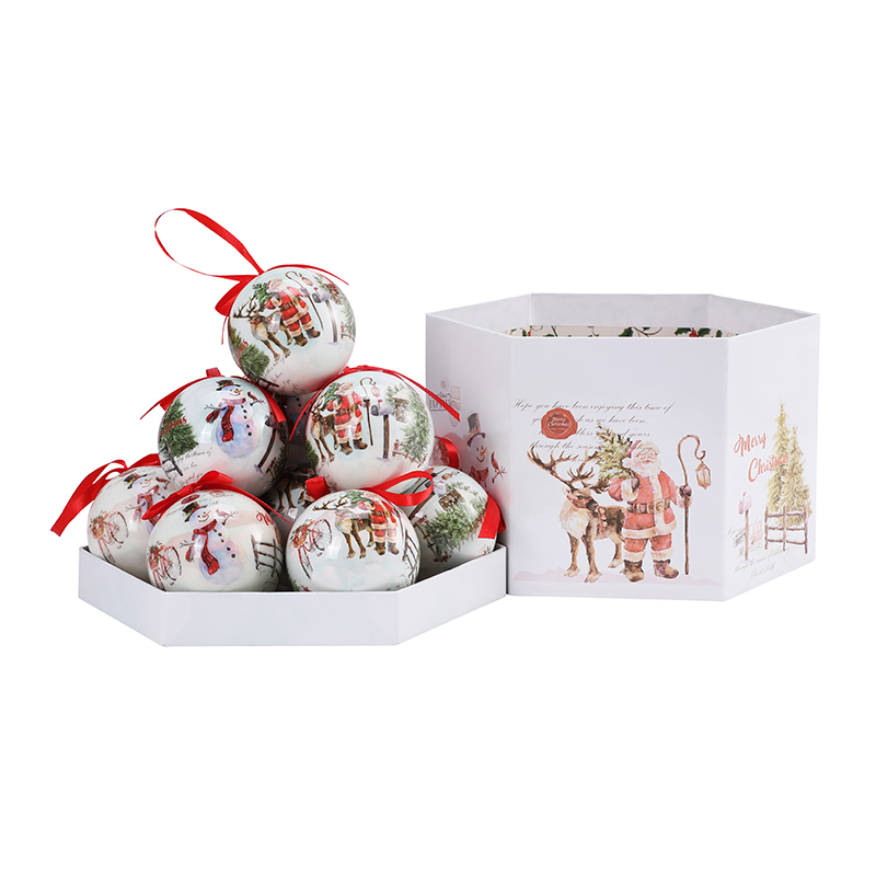 诺亚礼盒装圣诞球 手工泡沫贴纸球圣诞75-273