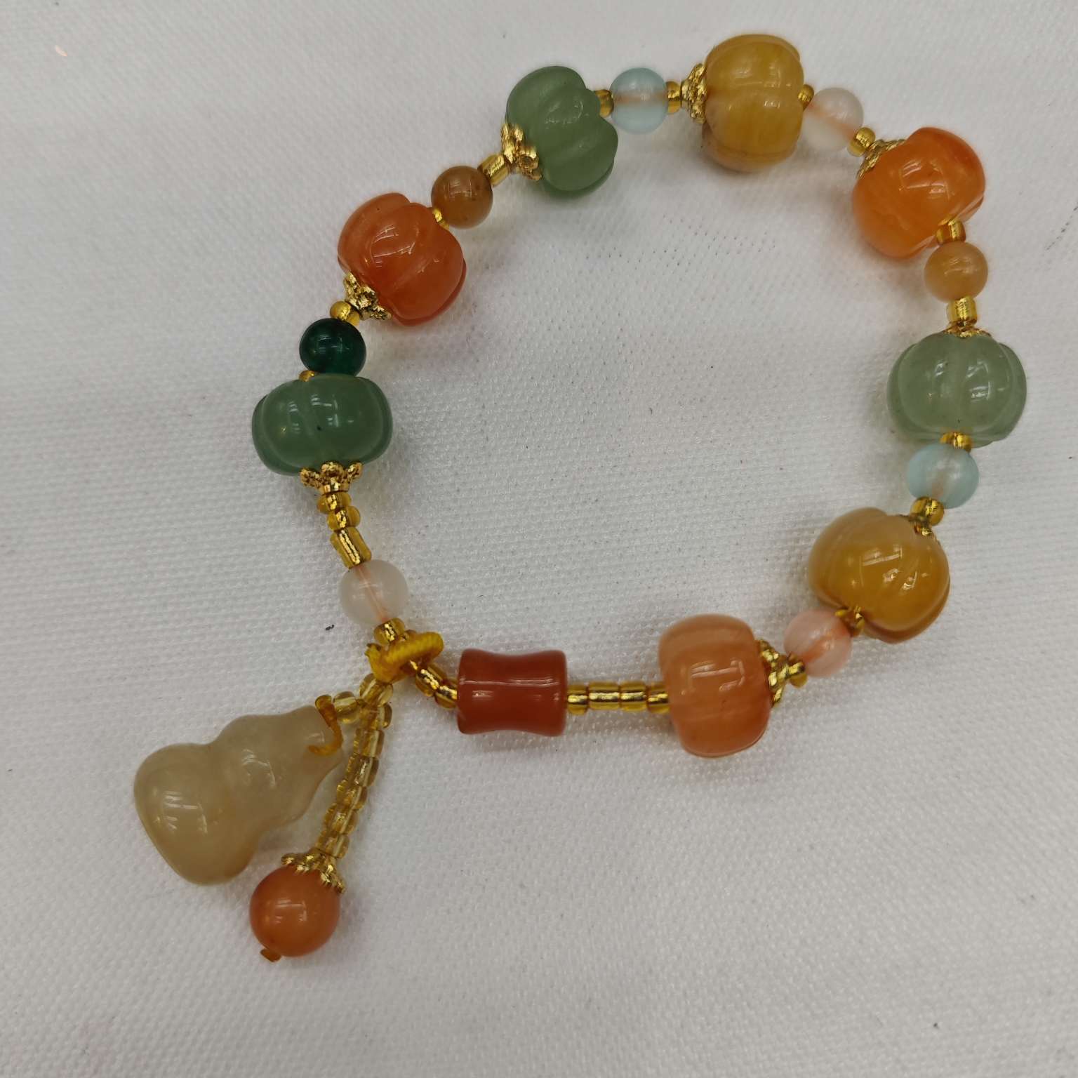 Yongci natural stone agate jade calabaza perlas pulsera details Picture
