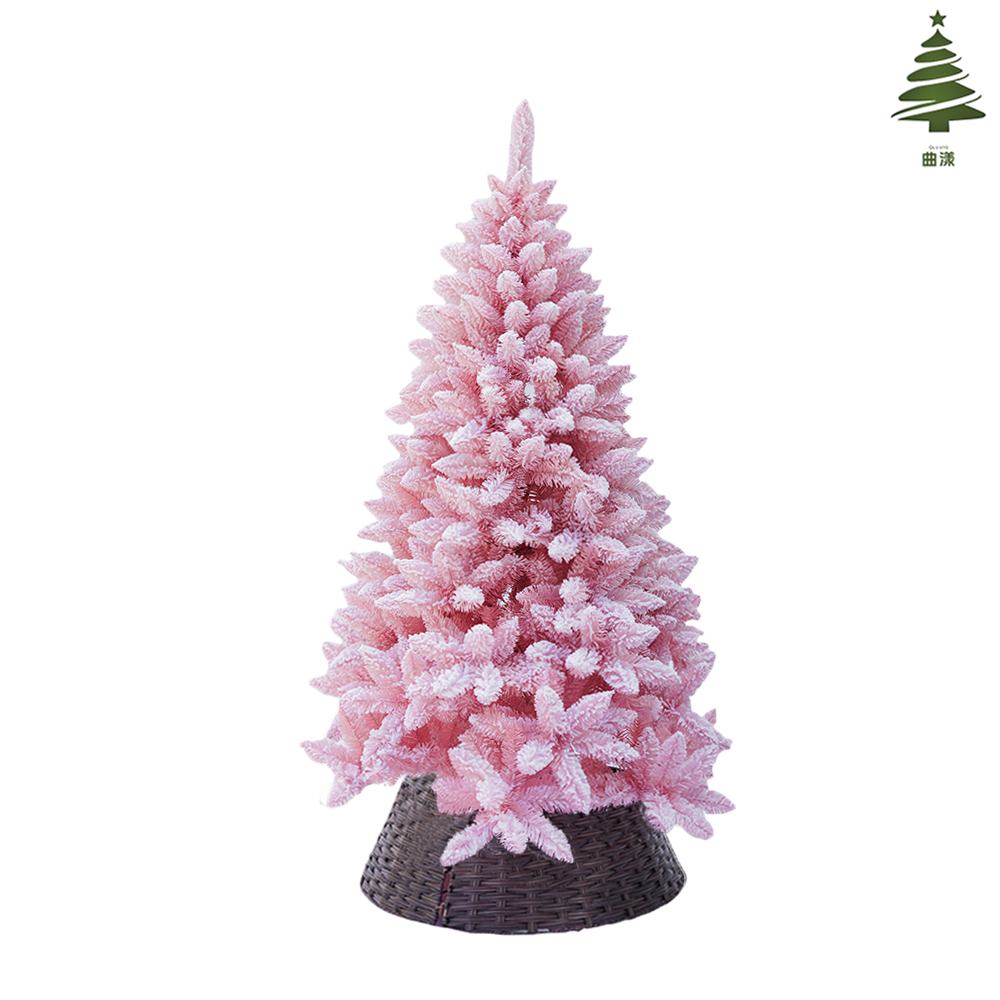 Factory direct sales of 2025 new pink pointed PVC flocked Christmas tree, customizable size available