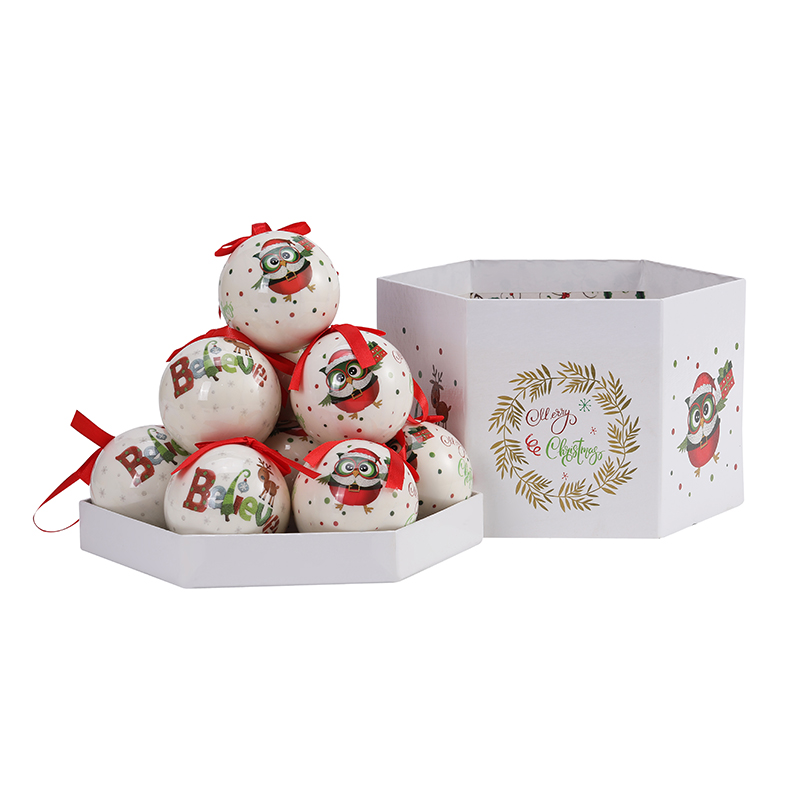 75-272诺亚高档礼盒装圣诞球 手工泡沫贴纸球圣诞装饰品 圣诞挂件圣诞礼品 圣诞工艺品