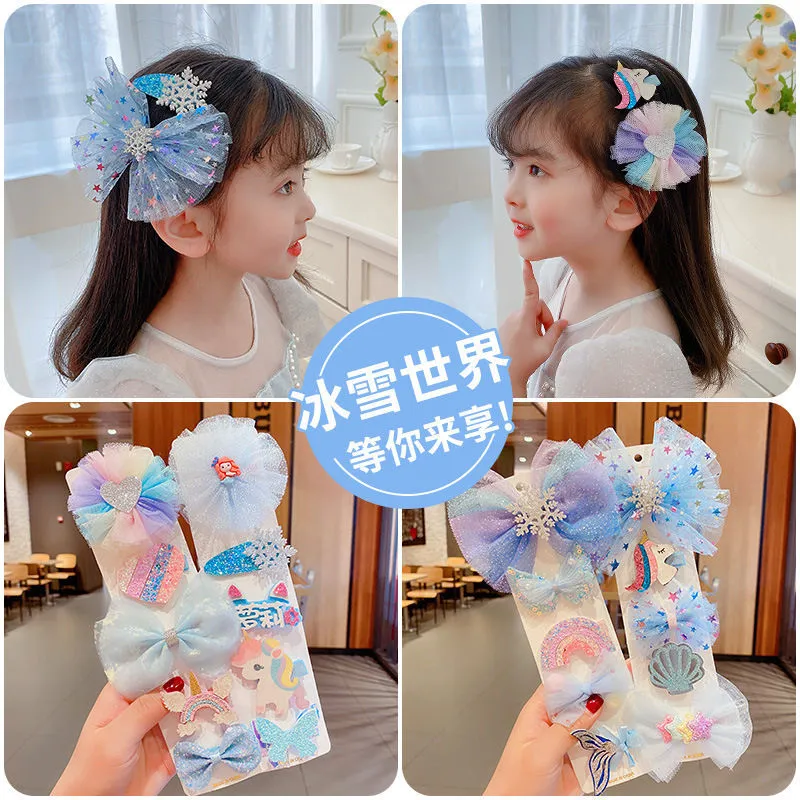 Cute bow hairpin headwear for little girls, Korean children's hair accessories and hairpin princess set detail image 2