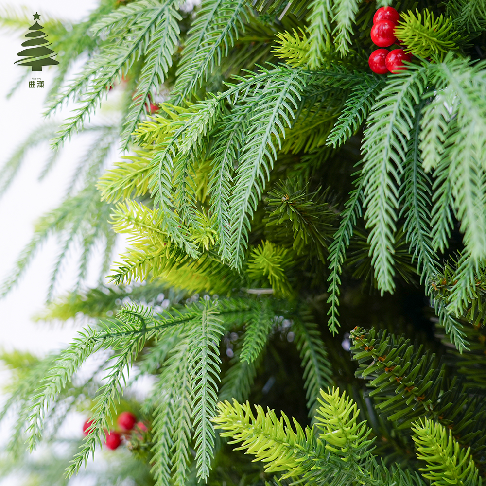 Jinda Christmas Factory's willow leaf PE hybrid automatic Christmas tree with red and long pinecone Christmas decorations details Picture