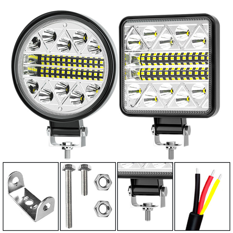 Automobile LED work light, 34LED motorcycle light, truck general spotlights with flashing headlights, LED inspection light Application Scenario