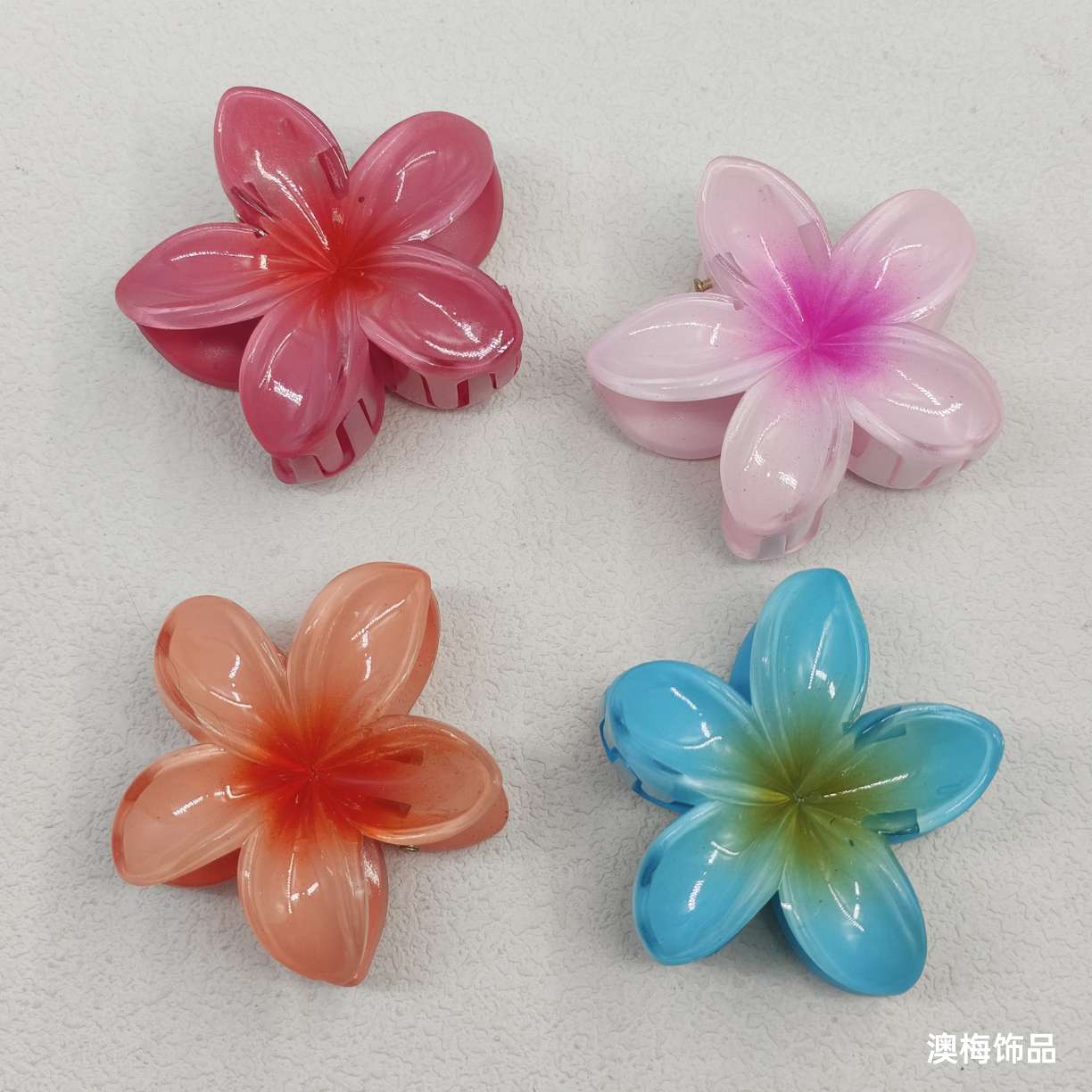 6cm鸡蛋花塑料饰品渐变抓夹发饰头饰发夹 时尚简约造型发夹 多功能实用头饰详情图8