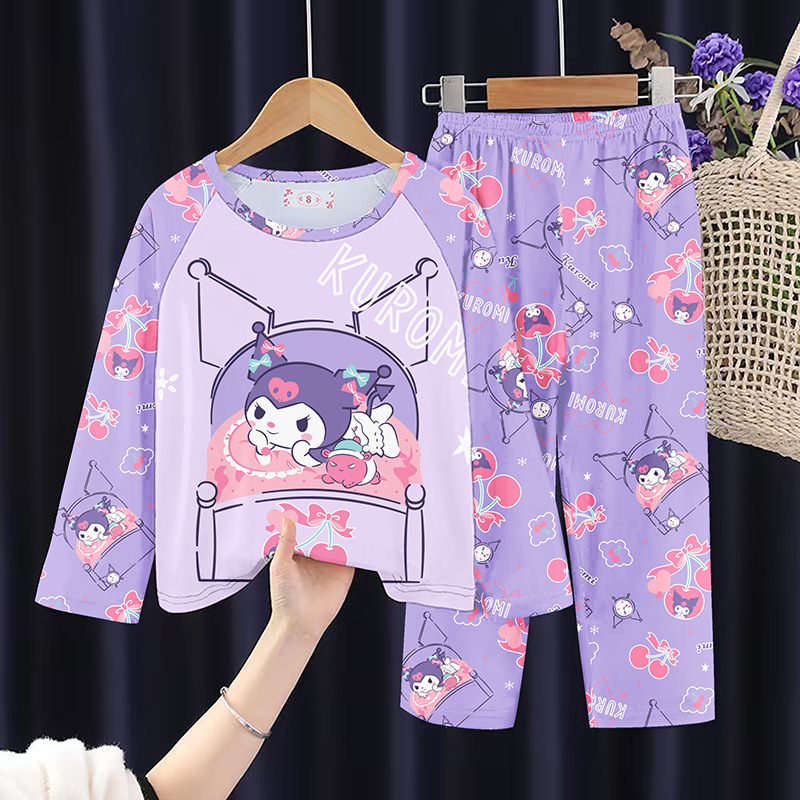 Cross-border wholesale of spring and autumn children's pajamas, boys' thin styles, long-sleeved Capibara cartoon home wear for middle and large girls Application Scenario