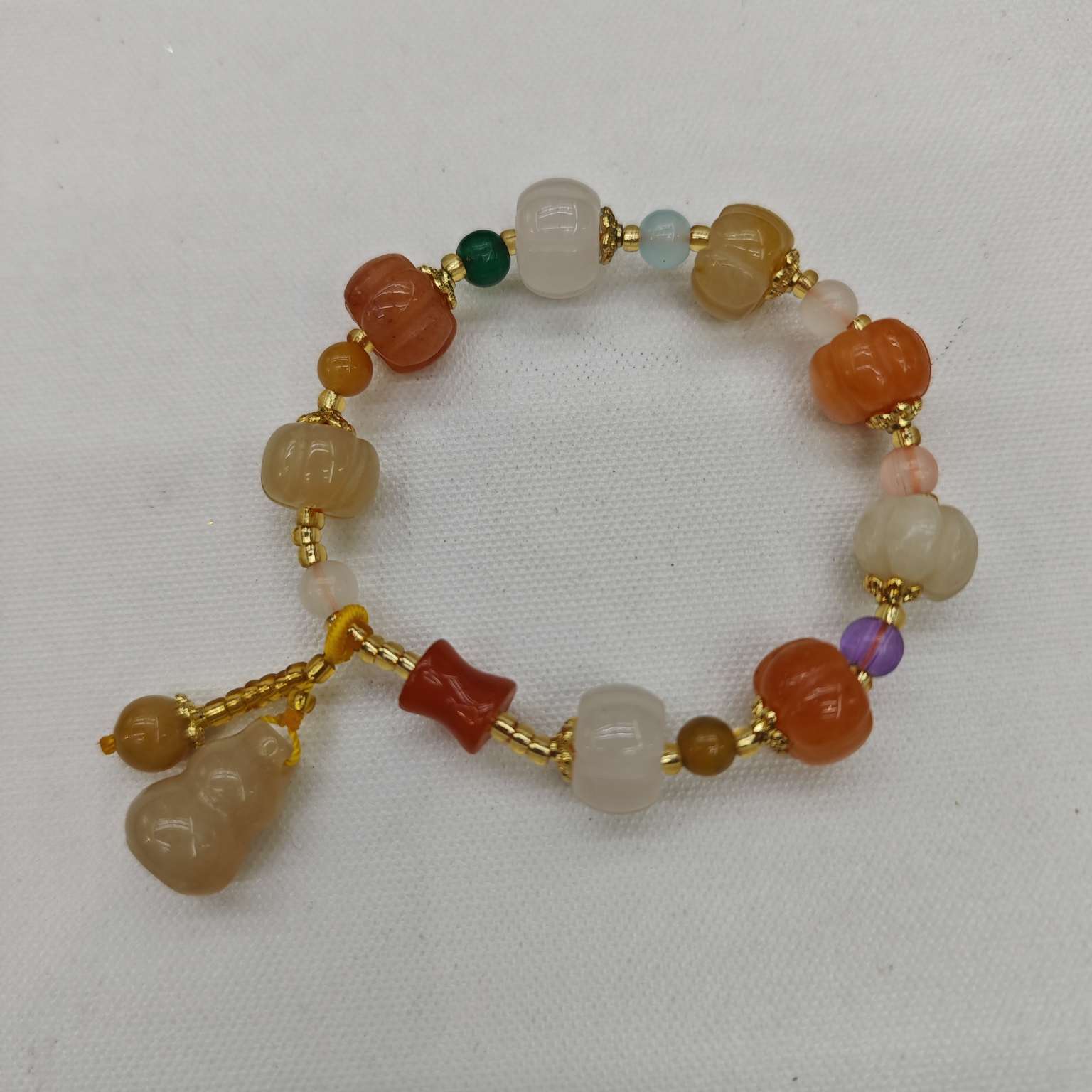 Yongci natural stone agate jade calabaza perlas pulsera detail image 5