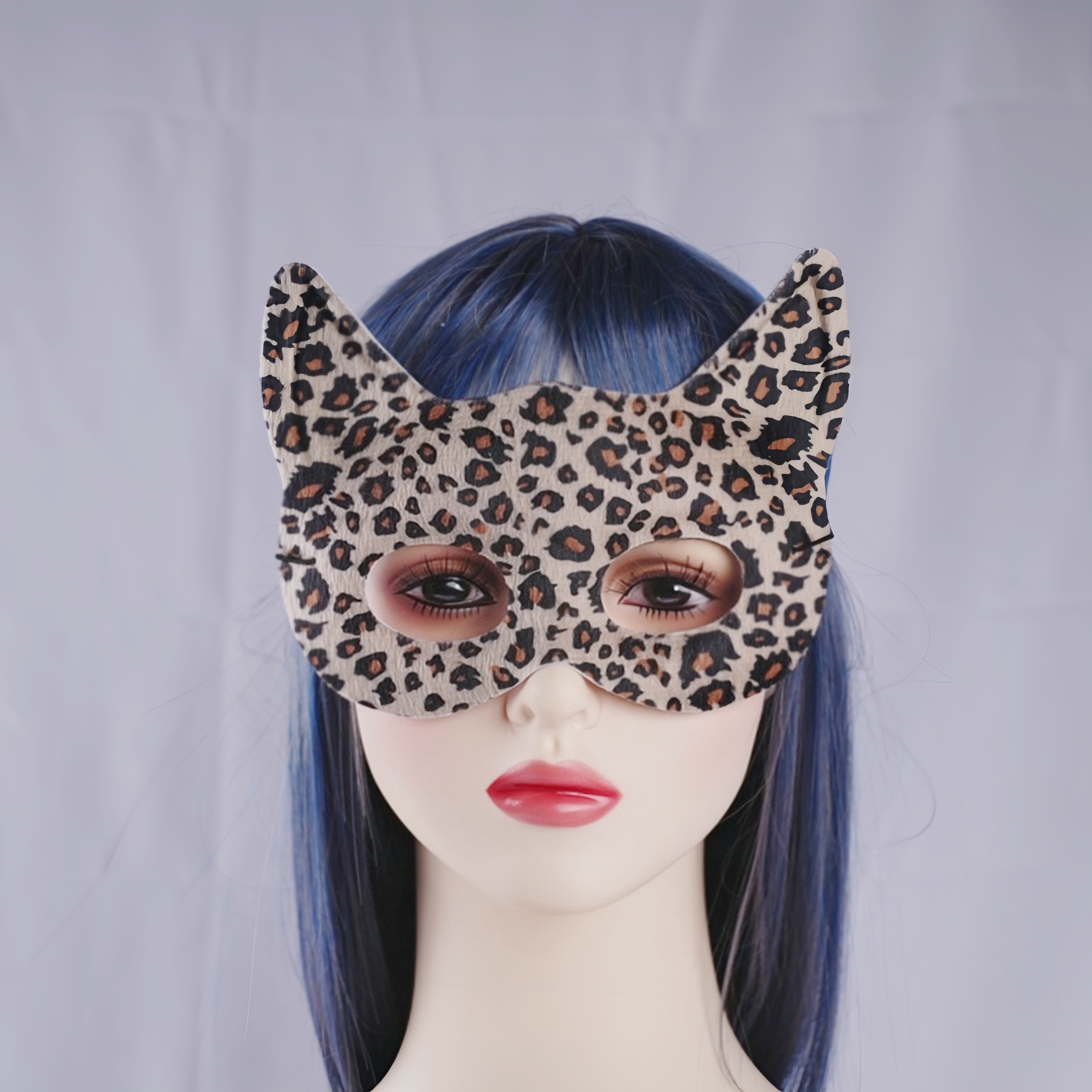 半脸面具黑色面具男士半脸豹纹公主面具面具猫面具狐狸眼罩细节图