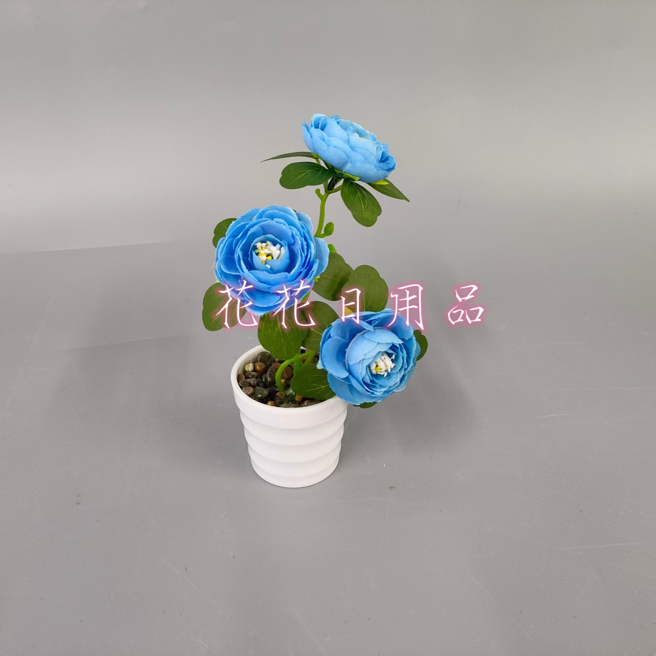 Artificial flower bonsai, plastic pot flower bud decorative items details Picture