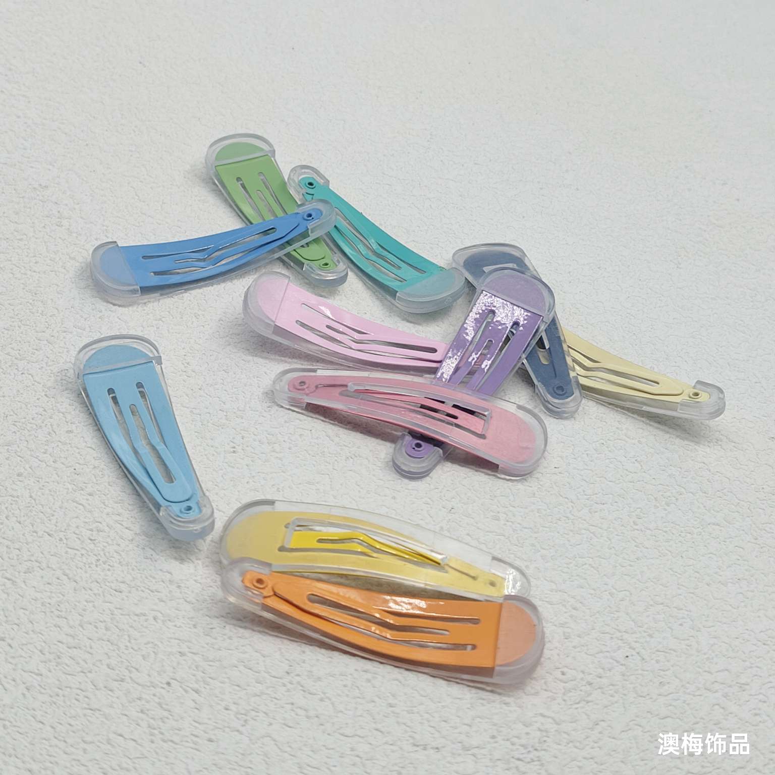 5cm透明塑料片带彩色BB夹发饰头饰时尚发夹简约百搭饰品女款潮流造型白底实物图