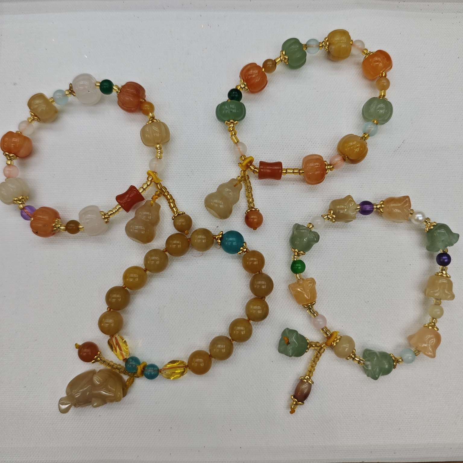 Yongci natural stone agate jade calabaza perlas pulsera detail image 1
