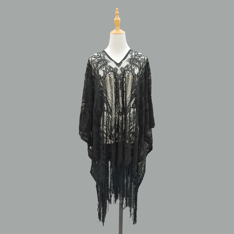 Cross-border hollowed-out lace smock, beach smock, cashew fabric, sexy bikini, beach dress, tassel pullover, shawl, export sun-protective clothing, fabric materials, Amazon direct supply, TK overseas bestsellers, non-finished products