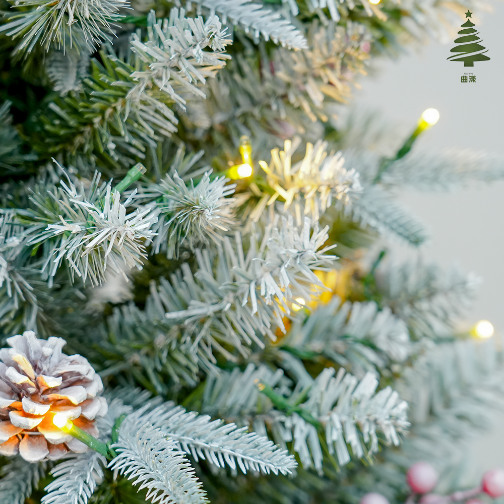 The 2025 new 2.1-meter encrypted luxury PE mixed PVC artificial simulation Christmas tree with LED lights Item Picture