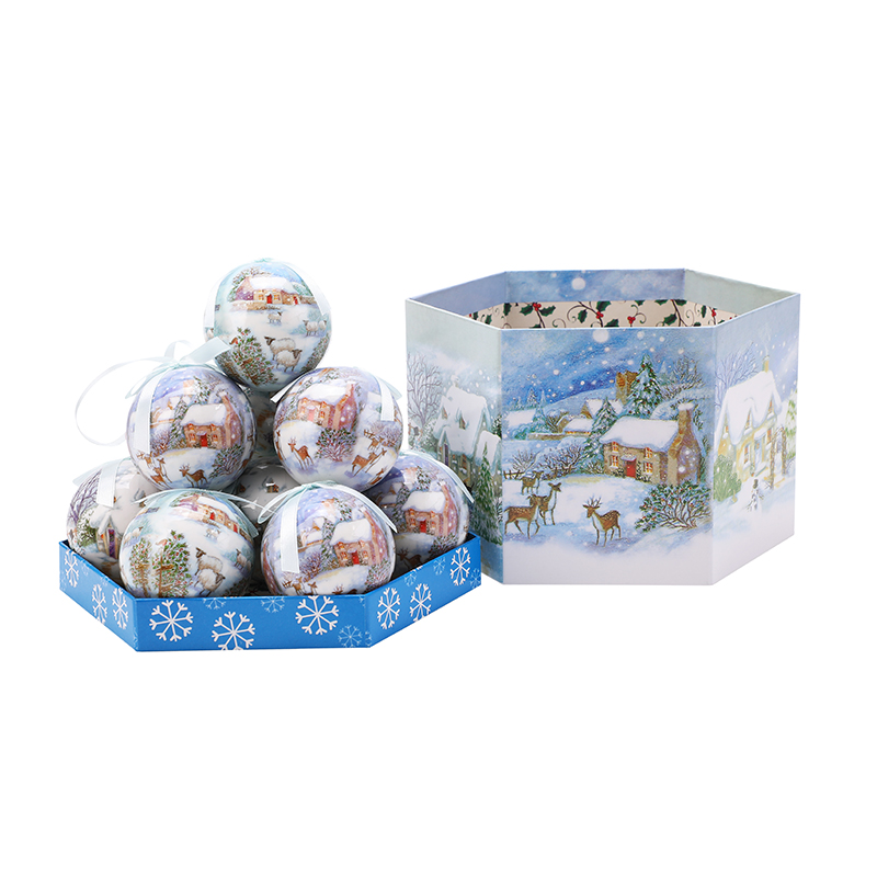 诺亚礼盒装圣诞球 手工泡沫贴纸球圣诞