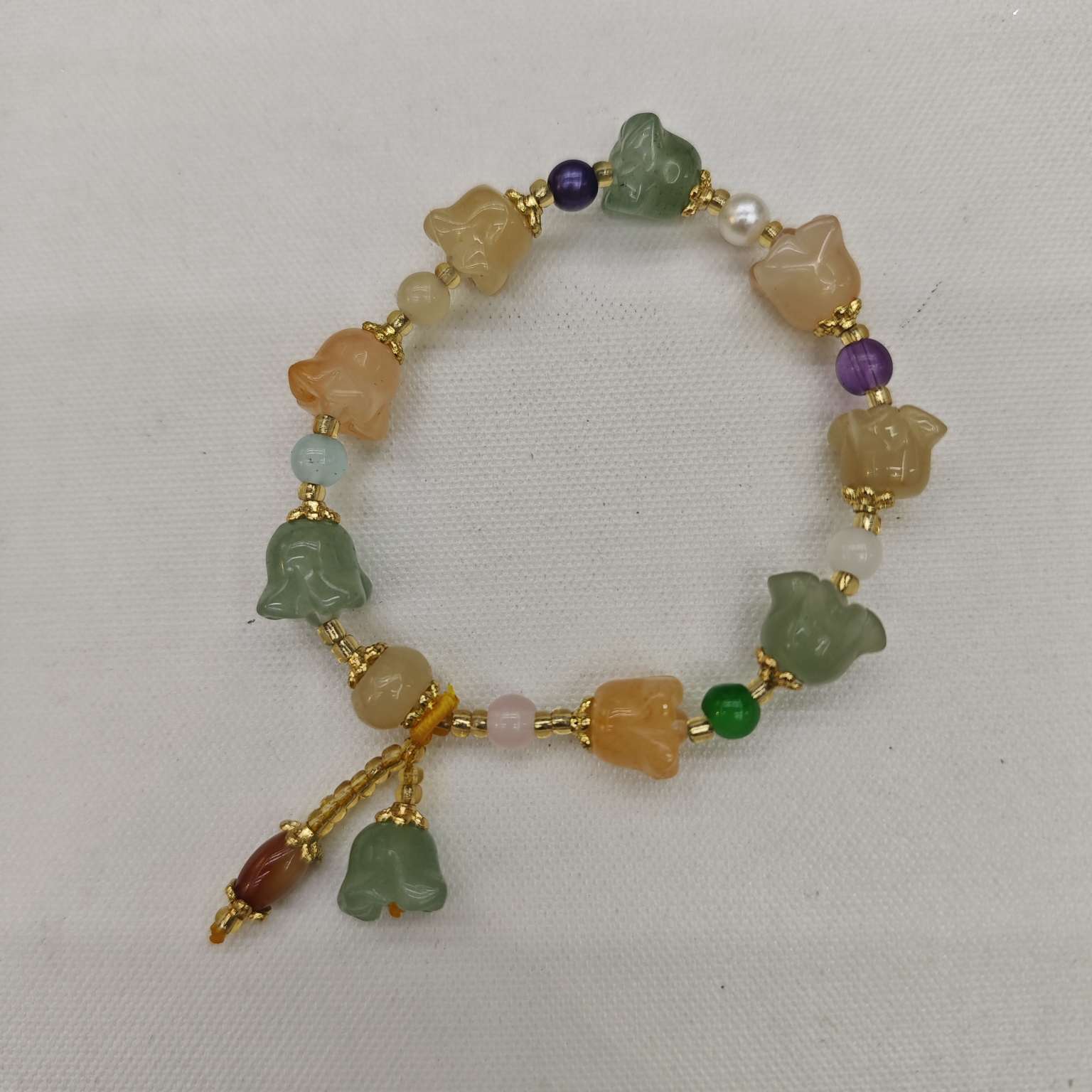 Yongci natural stone agate jade calabaza perlas pulsera Specification image