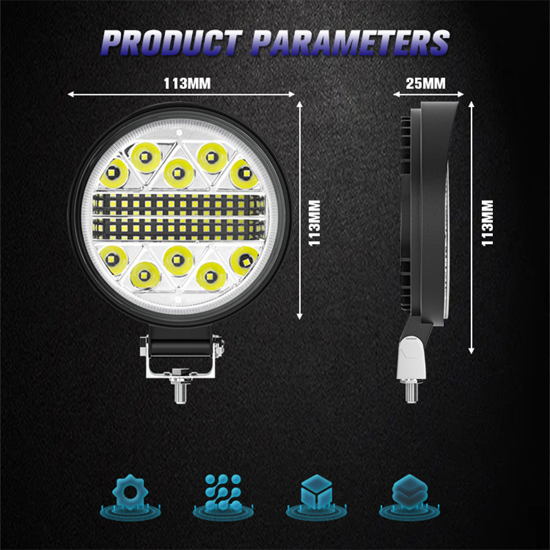 Automobile LED work light, 34LED motorcycle light, truck general spotlights with flashing headlights, LED inspection light details Picture